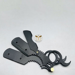 Rasoir de sécurité professionnel pliable en acier inoxydable noir, rasoir manuel à lame remplaçable, outil de salon de luxe - Product Image 3