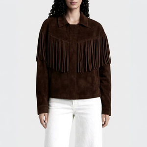 New Premium Wholesale Women <b>Leather</b> Fringe <b>Jacket</b> Dyed Viscose Lining Soft Breathable Fabric Western Style Comfortable Trendy - Product Image 1