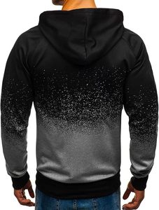 Sudadera con Capucha y Cremallera para Hombre, Diseño Degradado Negro y Gris con Puntos, Manga Raglán, Corte Regular, Informal, para Otoño, Tejido de Poliéster - Product Image 4