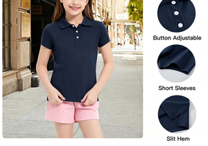 Polo en coton doux pour enfants, manches courtes, logo personnalisé, chemise de golf, uniforme scolaire quotidien pour filles et jeunes - Product Image 3