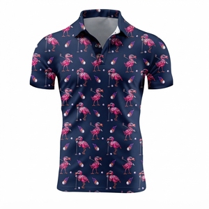 Polo Unisex Color Granate con Estampado de Flamencos Rosados, Manga Corta, Secado Rápido, 100% Poliéster, Ropa Casual de Golf, Ecológica, HEXO - Product Image 2