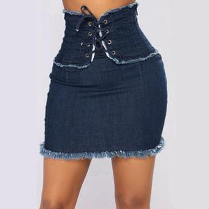 Minifalda vaquera vintage sexy para mujer, casual, con abertura, cintura regular, estilo trompeta sirena, transpirable - Product Image 6