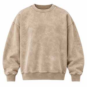Nouvel Arrivage 2026 – Sweat-shirt Homme 100% Coton Délavé à l'Acide, Logo Imprimé 3D en Relief Personnalisé, Épais, Épaules Tombantes, Hiver, Lot de 2 Pièces - Product Image 1