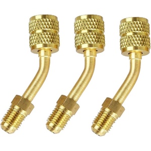 Juego de tres adaptadores angulados de latón para extracción de válvulas Schrader, para mantenimiento de sistemas de aire acondicionado y accesorios de tuberías - Product Image 2