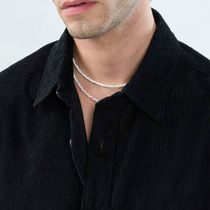 Fabricant sur mesure, support OEM, vente en gros, chemises en flanelle anti-plis à col montant style hip-hop - Product Image 6