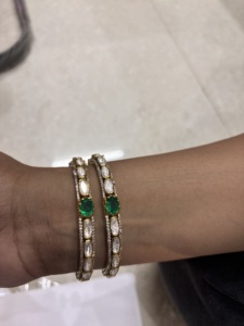 Bracelet tennis AMAIRA JEWELS en argent plaqué or avec pierre doublette verte Polki, bijoux de fiançailles tendance pour femmes, provenant du Rajasthan - Product Image 6