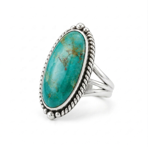 Kingman Turquoise 925 Sterling Silver Bezel Set Oval Handmade Vintage Boho <b>Statement</b> <b>Ring</b> for Women - Product Image 4
