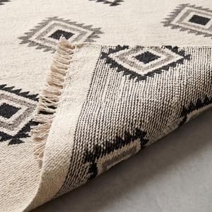 Tapis Kilim en laine beige crème à poils moyens, tissé à la main, antidérapant, couleur unie, style moderne minimaliste, tapis de sol - Product Image 6