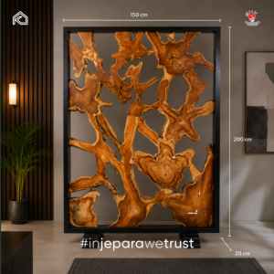 Paravent de luxe en bois de teck massif, artisanal et artistique, pour l'intimité, idéal pour les villas et hôtels en Indonésie - Product Image 5