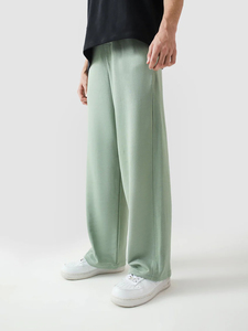 Pantalones anchos de color verde claro para hombre, cintura elástica, ropa informal transpirable para verano - Product Image 3