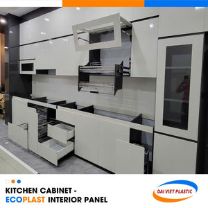 Gabinete de cocina blanco y gris brillante Panel interior de PVC Premier Exportador en Vietnam - Product Image 1