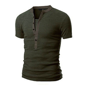 <b>Mens</b> <b>Navy</b> <b>Blue</b> Short Sleeve Henley <b>T</b> <b>Shirt</b> Slim Fit Knitted Casual Solid Color V Neck Button Placket Soft Breathable Lightweight - Product Image 2