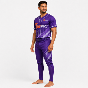 Uniforme de baseball unisexe pour équipe de lycée, facile d'entretien, respirant, en polyester, imprimé par sublimation, avec boutons sur le devant - Product Image 2