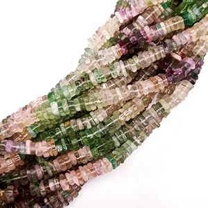 Natural Fluorite Shaded Smooth Heishi Square Shape Beads 5-6.5mm Fluorite Loose Gemstone Beads For Jewelry Making Supplies - Product Image 1
