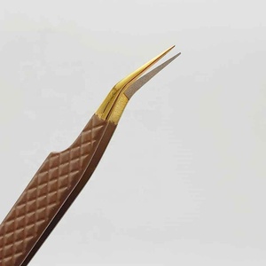 Ensemble de pinces à cils de précision à pointe lisse en acier inoxydable, étui crème, outil professionnel pour cils, 4 pièces, logo personnalisé, pointe ultra-fine - Product Image 4
