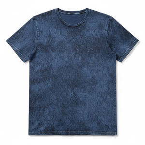 T-shirts en coton tricotés épais pour hommes, style vintage délavé à l'acide, coupe classique, avec logo personnalisé, effet délavé minéral, style streetwear rétro - Product Image 2