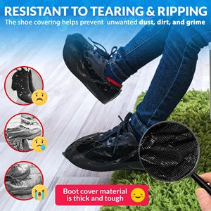 Confezione 1000 copriscarpe nero monouso 6X12.5 pollici fascia elastica impermeabile copri stivali chirurgici per interni calzature di sicurezza - Product Image 3