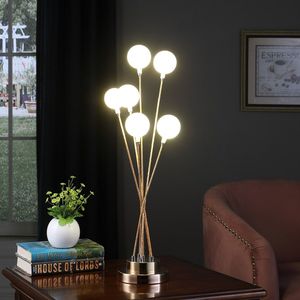 Lampada da Tavolo LED in Alluminio da 27,5 Pollici con 6 Luci, Globo in Acrilico e Metallo Dorato Crisantemo, 6 Luci in Acrilico e Alluminio - Product Image 3