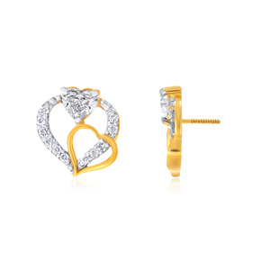 Women's Heart Cut Diamond Earrings 18K Yellow Gold Romantic Style Studs With Lab-grown Diamonds G Color Wedding Jewelry - Product Image 3