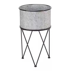 Jardinière en métal martelé avec support pour plantes d'extérieur, motif circulaire - Product Image 2