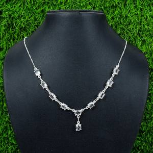 สร้อยคอไวท์โทแพซวินเทจทำมือ เงินแท้ ดีไซน์มินิมอล จี้ห้อยประดับอัญมณี ของขวัญสำหรับผู้หญิงและเด็ก - Product Image 4