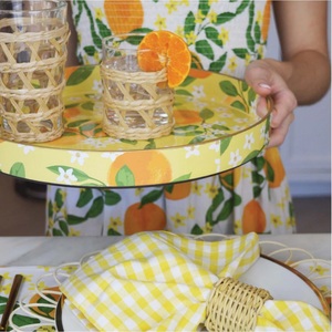 Plateau de présentation en bois émaillé fait main de luxe avec motif orange et floral pour la maison, l'hôtel, le restaurant, les fournisseurs - Product Image 3