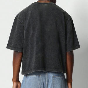 เสื้อยืดผู้ชายผ้าฝ้าย 100% แบบสั่งทำพิเศษ หรูหรา สไตล์เฟรนช์เทอร์รี่ ล้างสีแบบแอซิดวอช ทรงใหญ่ ตัดสั้น หนานุ่ม - Product Image 4