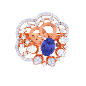 Anillo de Oro Rosa de Lujo con Diseño Floral para Mujer, Elegante Joyería de Compromiso Nupcial - Product Image 5