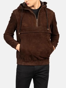 <b>Men</b>’s Mocha Brown Suede <b>Hooded</b> <b>Jacket</b> – Casual Slim Fit Winter Outerwear <b>Jacket</b> Wholesale Manufacturer - Product Image 3