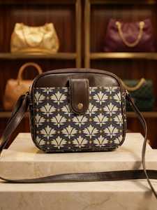 กระเป๋าสะพายข้างหนัง PU สำหรับผู้หญิง ลายใบไม้เรขาคณิต กระเป๋าสะพายไหล่สำหรับสุภาพสตรี - Product Image 3