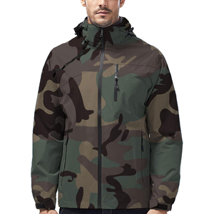 <b>Men's</b> Waterproof <b>Cycling</b> Rain <b>Jacket</b> Pullover Windbreaker Raincoat Full Zip up Hooded Camo Rain <b>Jacket</b> - Product Image 1