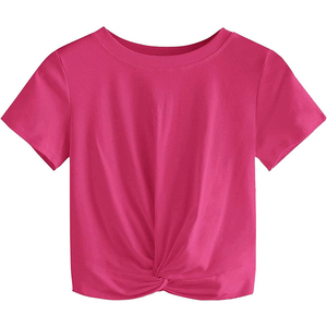 Wholesale 100% Cotton Fashion <b>Crop</b> <b>Tops</b> Custom Logo O-Neck & Half Sleeve Summer Print Design Cheap Price OEM Wholesale - Product Image 1