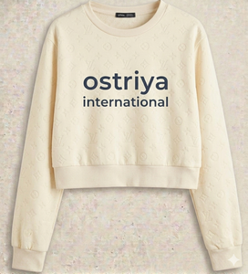 Ostriya Intl 2026 Women Streetwear Turtleneck Lightweight 100% Cotton Solid Winter Embroidered <b>Drop</b>-shoulder Sweatshirt - Product Image 4