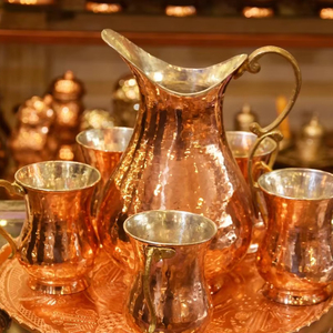 Copper jug set for daily office home <b>desk</b> hydration water serving metal set with glasses durable reusable drinkware - Product Image 1