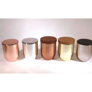 Pot à bougie de mariage en or de luxe en métal fabriqué à la main de taille courte Pot de rangement en cire à bougie décoratif en métal de style moderne - Product Image 6