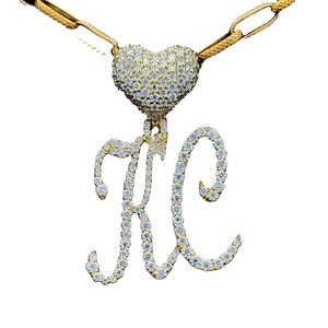 Singal Leyar nouveauté Mini lettre pendentif coeur crochet collier personnalisé Moissanite nom plaque pendentif femmes hommes bijoux - Product Image 1