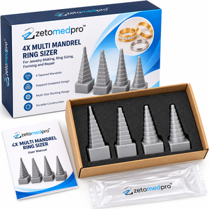 4X Multi-Mandrel-Ringgrößenmesser mit vier konischen Mandrels für die Schmuckherstellung, Ringgrößenbestimmung, Formgebung und Reparatur ZetomedPro - Product Image 4