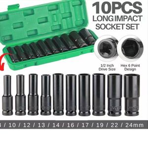 Set di Chiavi a Bussola Pneumatiche da 10 Pezzi con Bussole Esagonali Prolungate da 8-24mm per Facile Accesso - Product Image 3