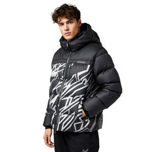 Chaqueta Acolchada con Estampado Geométrico para Hombre - Ropa de Invierno Impermeable - Product Image 2