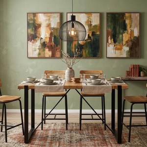 New Design Modern Industrial <b>Solid</b> <b>Wood</b> Dining <b>Table</b> Metal Leg Cafe Restaurant <b>Table</b> Restaurant Furniture Office Furniture - Product Image 1