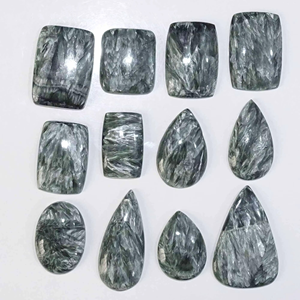 Cabujón de Serafinita de Alta Calidad al por Mayor, Piedra Preciosa de Cuarzo Natural Suelta para Fabricación de Joyas, Tamaños Personalizables de 10-60 mm - Product Image 2