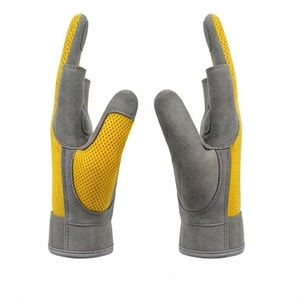 Gants d'entraînement mi-doigts pour hommes, résistants à l'eau, jaune-gris, personnalisés, pour billard et snooker (3 doigts) - Product Image 2