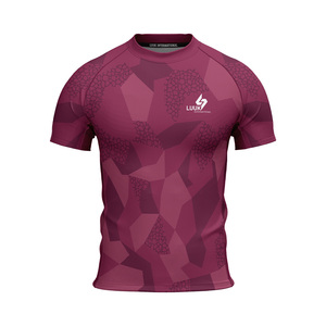 Men's Geometric Print Crew Neck <b>Short</b> Sleeve Quick Dry Polyester Gym Shirt Regular Fit All Seasons Front Logo <b>Compression</b> Wear - Product Image 5