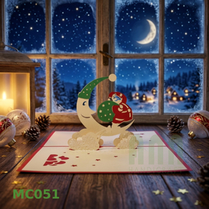 ANN HANDICRAFT Hanoi Handmade 3D Santa Christmas 4-Color Paper Greeting Cards Die-Cut Pop-Up Style <b>Matte</b> <b>Varnishing</b> - Product Image 2
