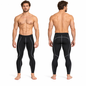 Leggings de Yoga para Hombre 100% Poliéster Spandex con Costuras en Contraste, Transpirables, Ecológicos, Compresivos, para Gimnasio y Fitness - Product Image 4