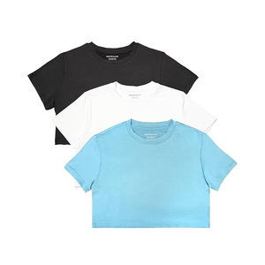 Camiseta Corta Oversize de Algodón para Mujer, Estilo Urbano Holgado con Hombros Caídos, Estampado Personalizado - Product Image 1