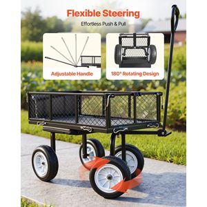 Carrello da Giardino Robusto con Sedile, Capacità 227 kg, Sgabello in Acciaio e Vassoio Porta Attrezzi, Carrello Utilitario da Giardino con Ruote - Product Image 6