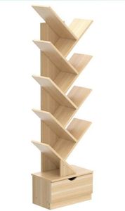 Multi Tier Tree Design Bookcase Wooden Storage <b>Shelf</b> with Drawer for Home Decoration - Product Image 4
