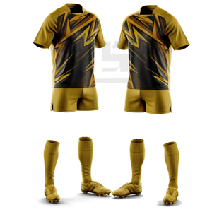 Kit de rugby haut de gamme : Maillot et short de sport imprimés, coupe classique, 100 % polyester écologique pour entraînement quotidien et matchs - Product Image 1