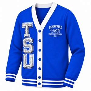 Custom Varsity <b>Cardigan</b> Cotton Sweater Unisex Chenille Embroidery College Style <b>Button</b> Up Streetwear OEM Private Label - Product Image 3